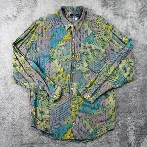 Vintage Guess Georges Marciano 80s Shirt Mens Button Up Abstract Art Jazzy M USA